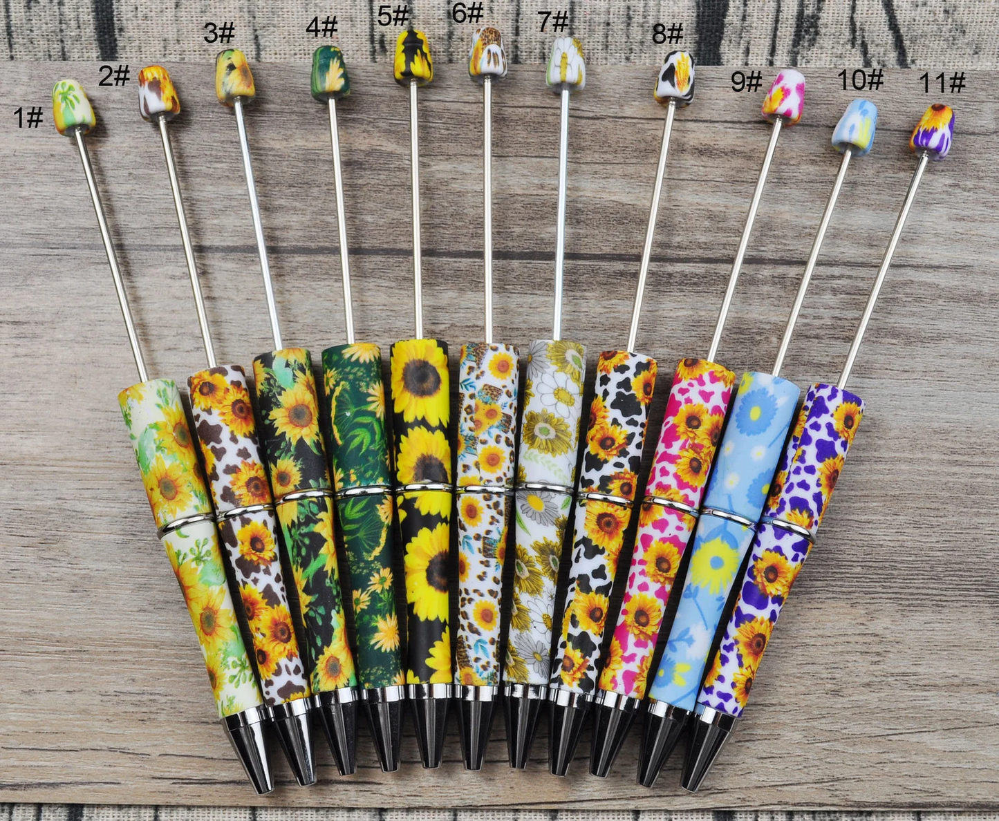 10 Pieces Printed DIY Beadable Pens Ballpoint Pens