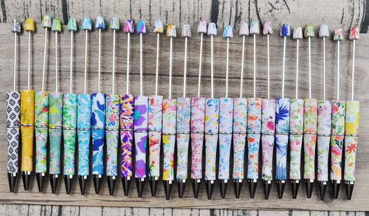 10 Pieces Printed DIY Beadable Pens Ballpoint Pens