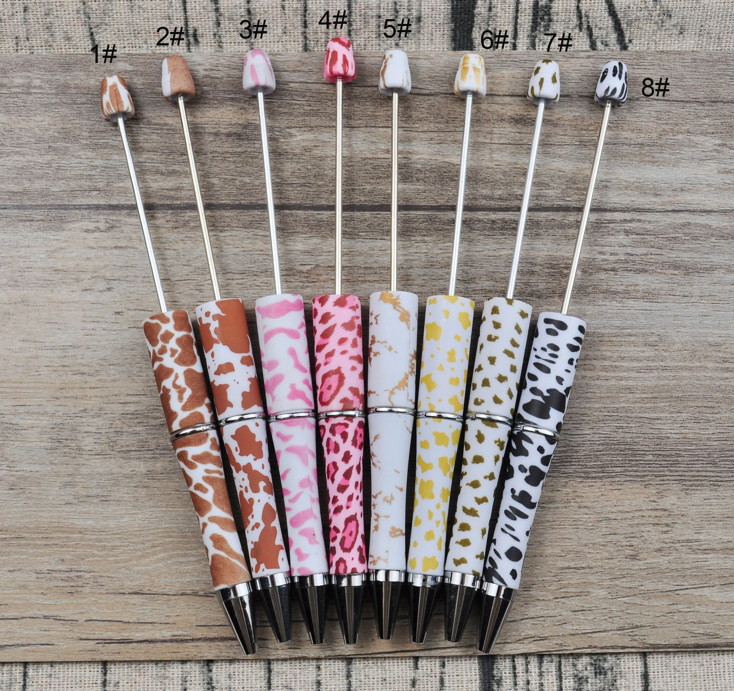 10 Pieces Printed DIY Beadable Pens Ballpoint Pens