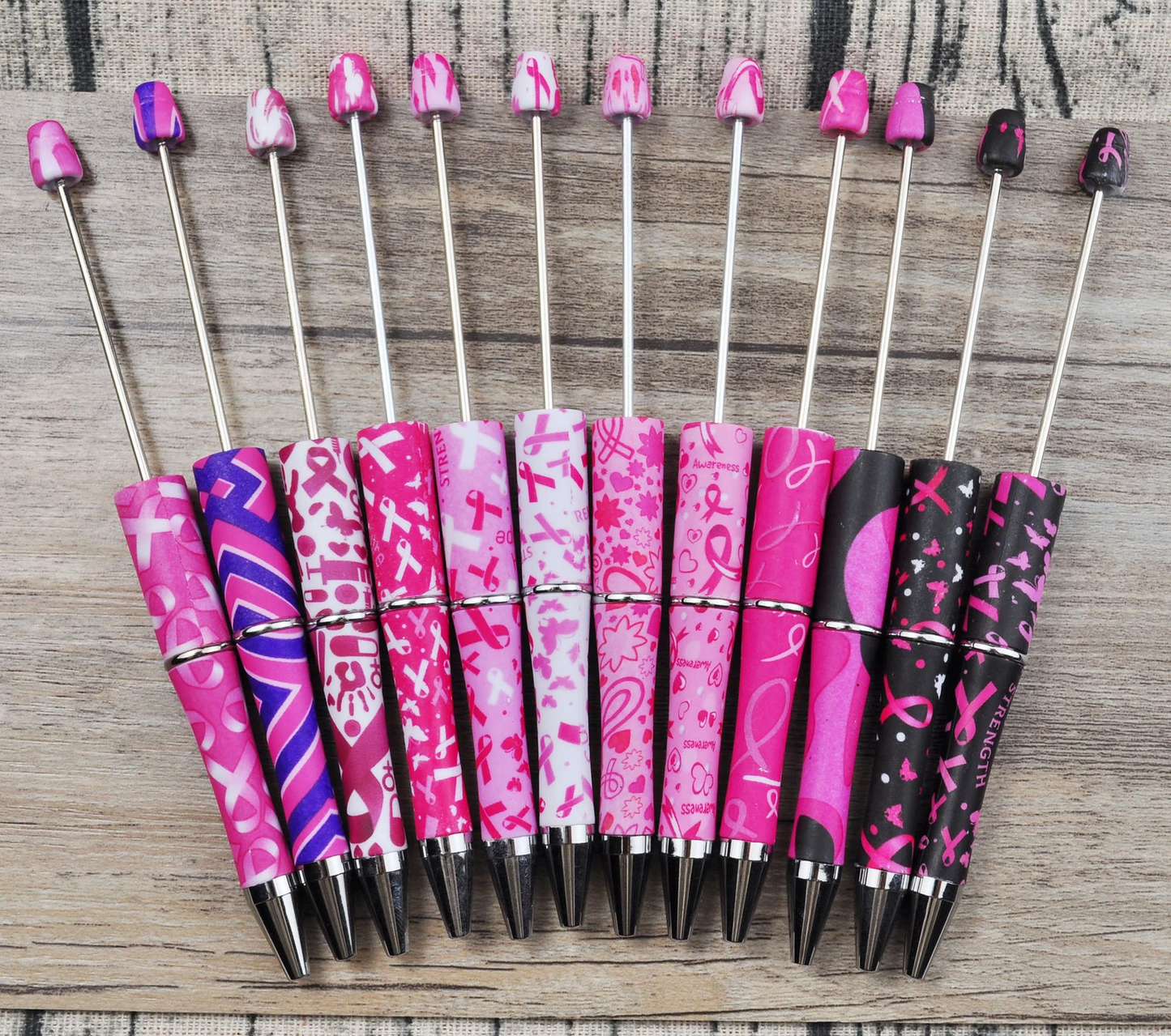 10 Pieces Printed DIY Beadable Pens Ballpoint Pens