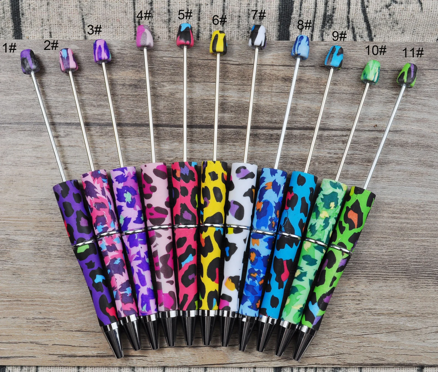 10 Pieces Printed DIY Beadable Pens Ballpoint Pens