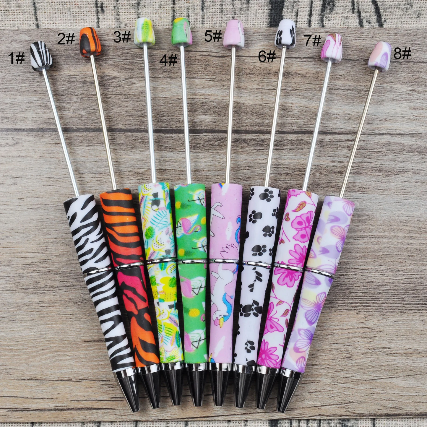 10 Pieces Printed DIY Beadable Pens Ballpoint Pens