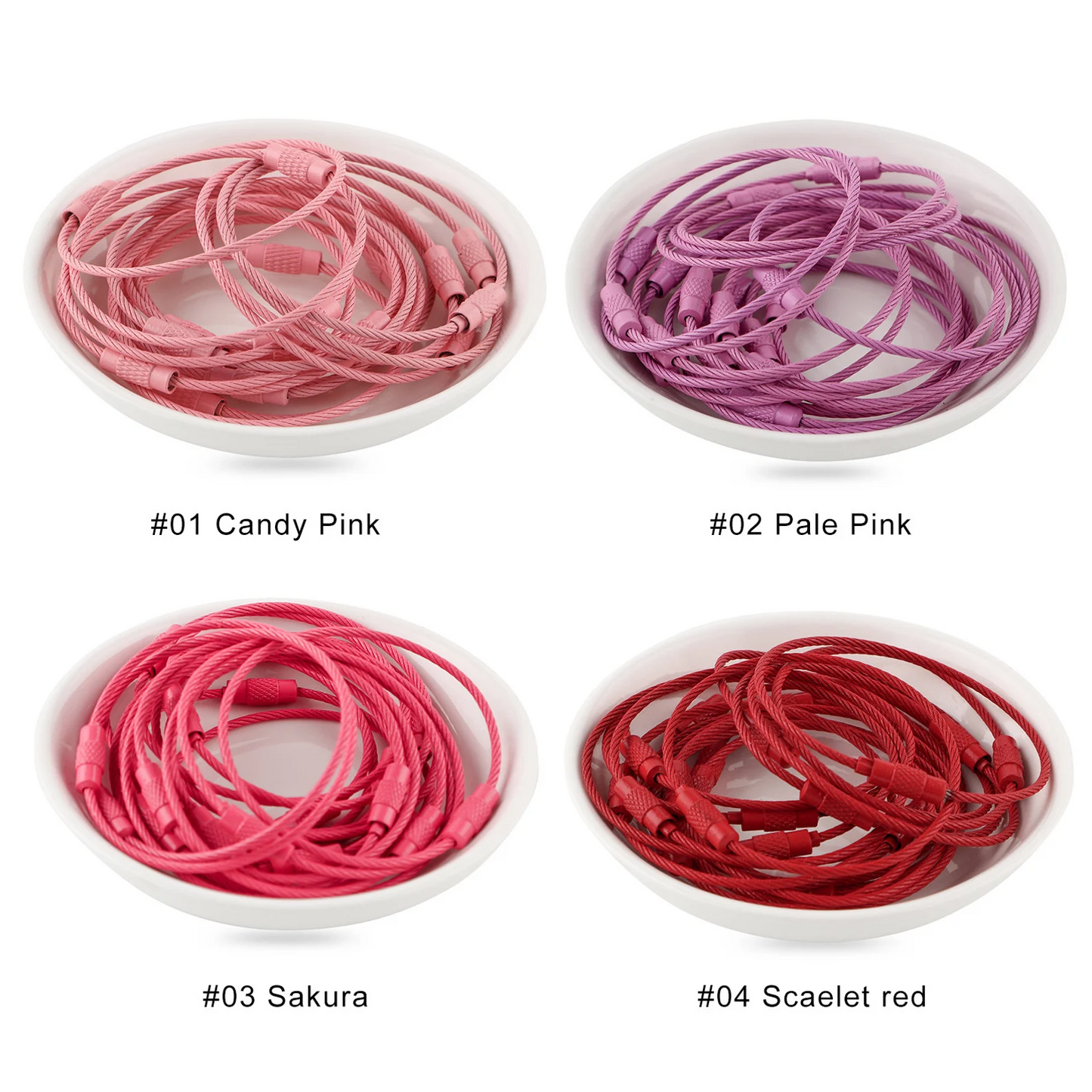 Beadable Wire Loop,Stainless Steel Wire Rings ,Colors Cable Keyrings,Wire Cable Keychain ,Ring for Bogg Bag Stanley Tumbler Cup Charm Making,Colored Metal Loop