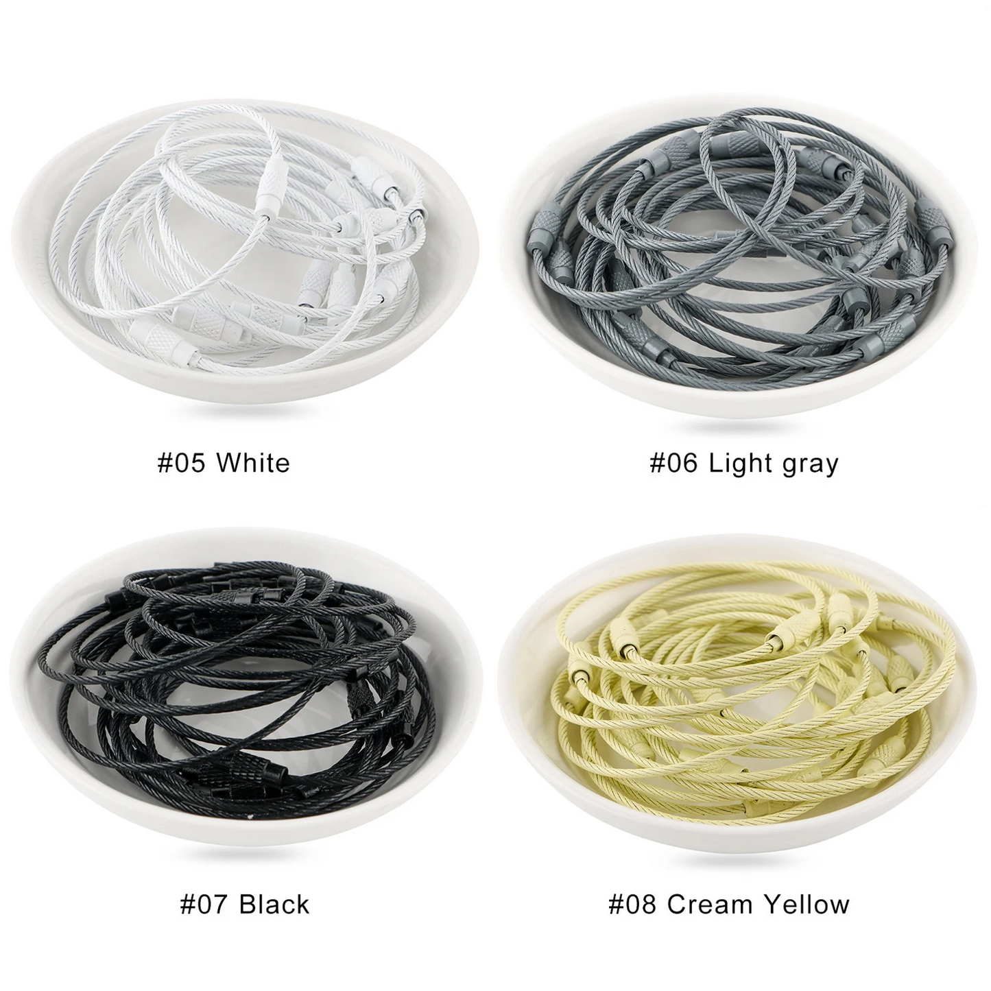 Beadable Wire Loop,Stainless Steel Wire Rings ,Colors Cable Keyrings,Wire Cable Keychain ,Ring for Bogg Bag Stanley Tumbler Cup Charm Making,Colored Metal Loop