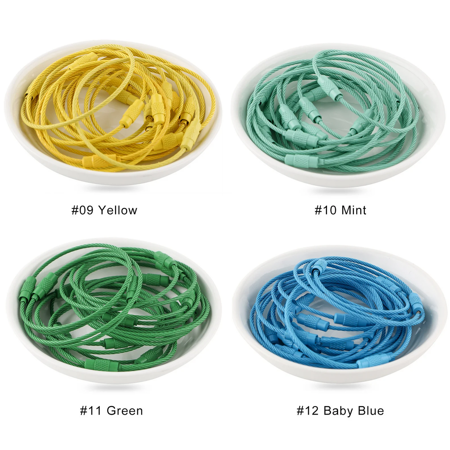 Beadable Wire Loop,Stainless Steel Wire Rings ,Colors Cable Keyrings,Wire Cable Keychain ,Ring for Bogg Bag Stanley Tumbler Cup Charm Making,Colored Metal Loop