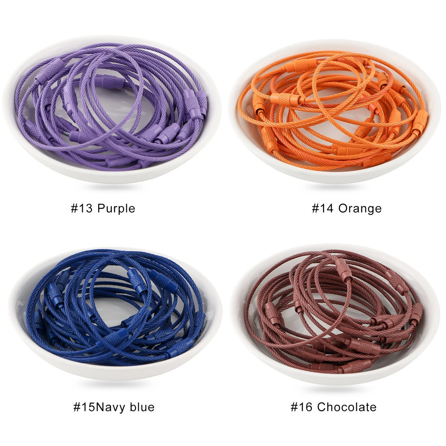 Beadable Wire Loop,Stainless Steel Wire Rings ,Colors Cable Keyrings,Wire Cable Keychain ,Ring for Bogg Bag Stanley Tumbler Cup Charm Making,Colored Metal Loop