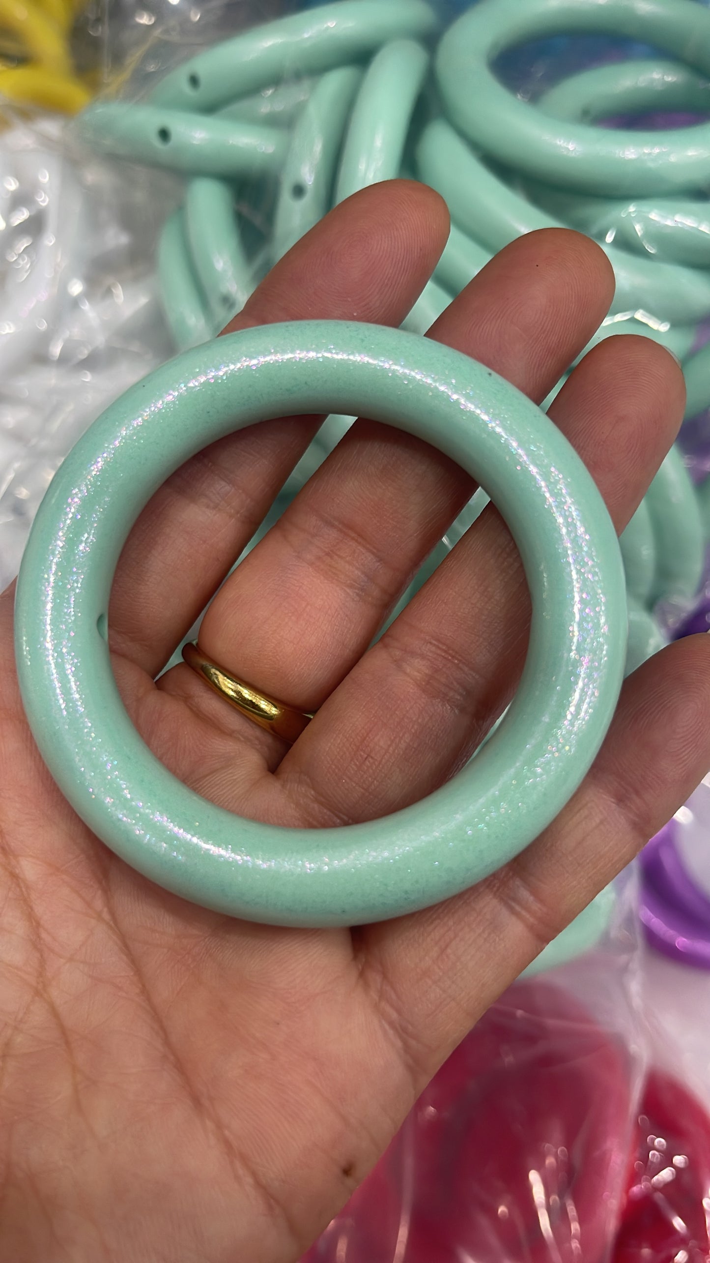 65mm Silicone Shiny Opal Rings for DIY Car Charm Car Hanger Making-(2pcs/pack)