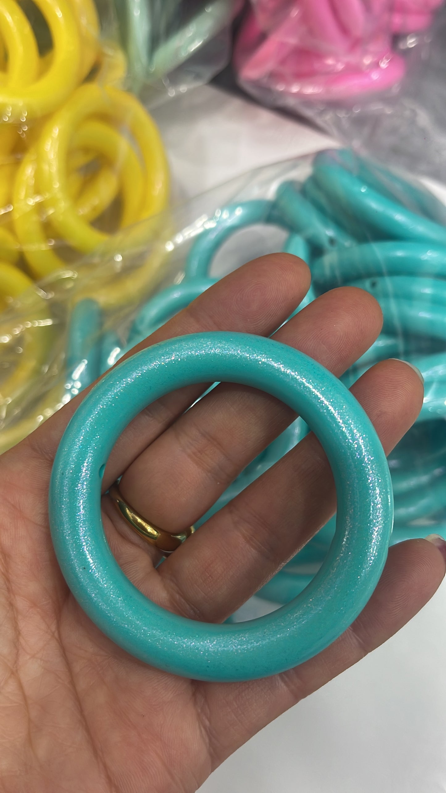 65mm Silicone Shiny Opal Rings for DIY Car Charm Car Hanger Making-(2pcs/pack)