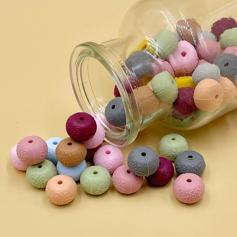 14mm Silicone Embossed Decorative Abacus Beads for DIY stuff beadable pen, DIY jewelry making, necklaces, bracelets, keychains, and handicraft materials