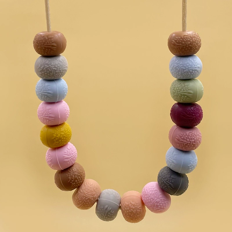 14mm Silicone Embossed Decorative Abacus Beads for DIY stuff beadable pen, DIY jewelry making, necklaces, bracelets, keychains, and handicraft materials