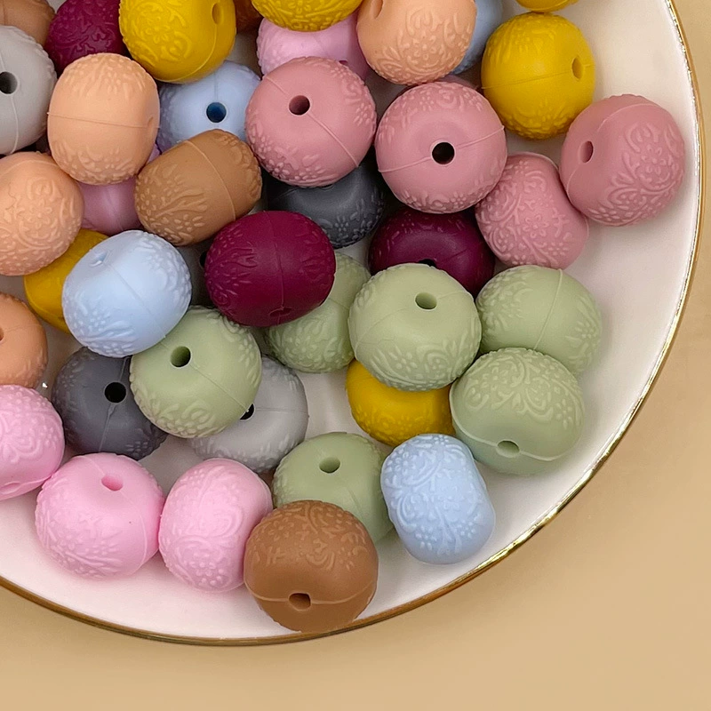 14mm Silicone Embossed Decorative Abacus Beads for DIY stuff beadable pen, DIY jewelry making, necklaces, bracelets, keychains, and handicraft materials