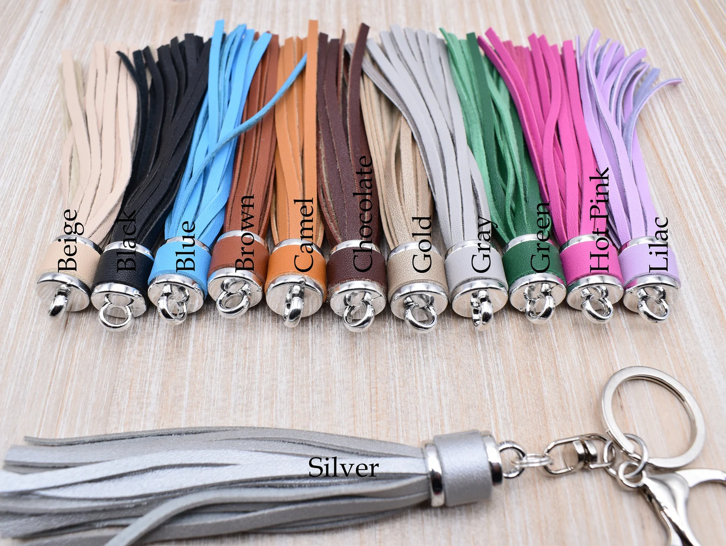 Leather Tassel Tassels With Silver Connector Loops for DIY Crafts, Bead Garlands, Keychains and Purse Tassels