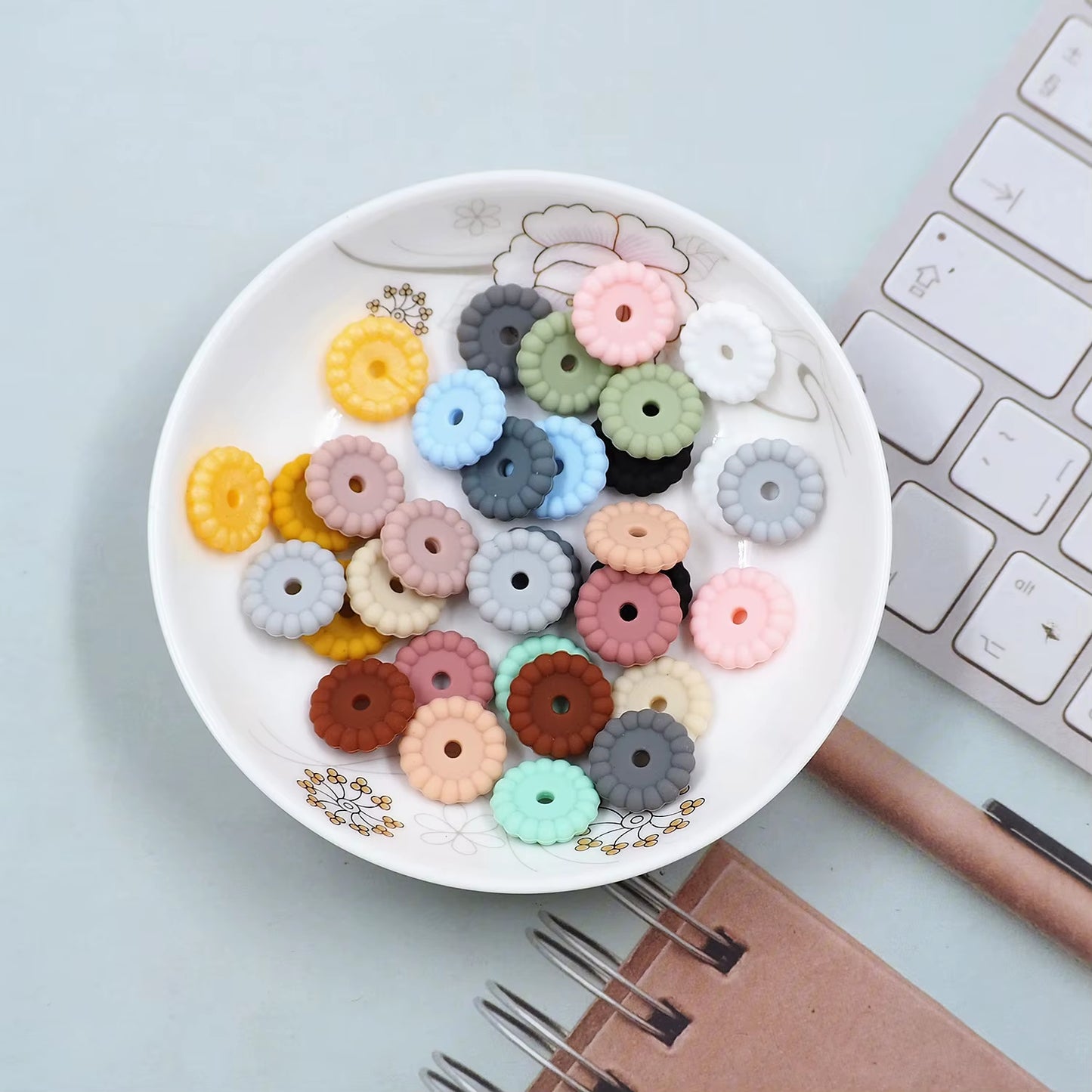 12mm & 15mm New Disc Silicone Spacers for DIY Beadable Pen Keychain Car Charm Car Making