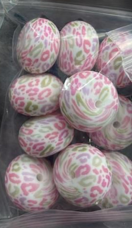 23mm Large Silicone Printed Abacus Beads for DIY Crafts Keychain Jewelry Making