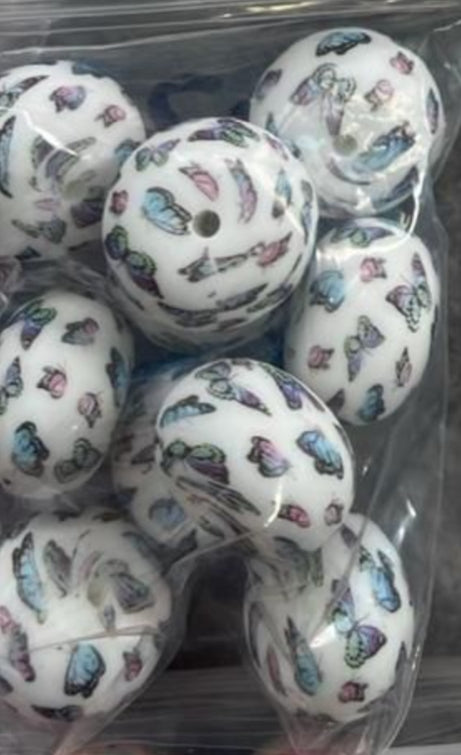 23mm Large Silicone Printed Abacus Beads for DIY Crafts Keychain Jewelry Making