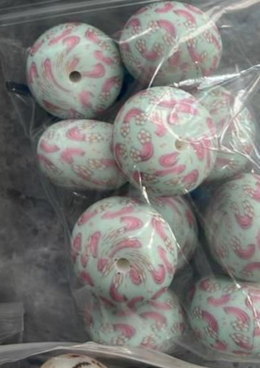 23mm Large Silicone Printed Abacus Beads for DIY Crafts Keychain Jewelry Making