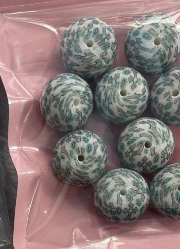23mm Large Silicone Printed Abacus Beads for DIY Crafts Keychain Jewelry Making
