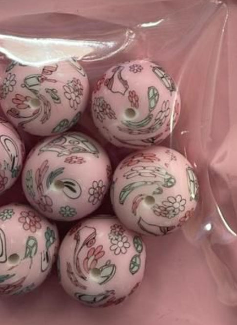 23mm Large Silicone Printed Abacus Beads for DIY Crafts Keychain Jewelry Making