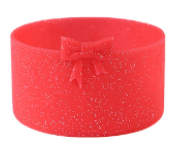 Bow Silicone Solid Glitter Boot for Stanley Cup,Anti-Slip Bottom Sleeve Cover for 40oz & 30oz Tumbler Cup Accessories,Cute 3D Bow Silicone Boot Sleeve for Tumbler Bottom Protector,Water Glasses