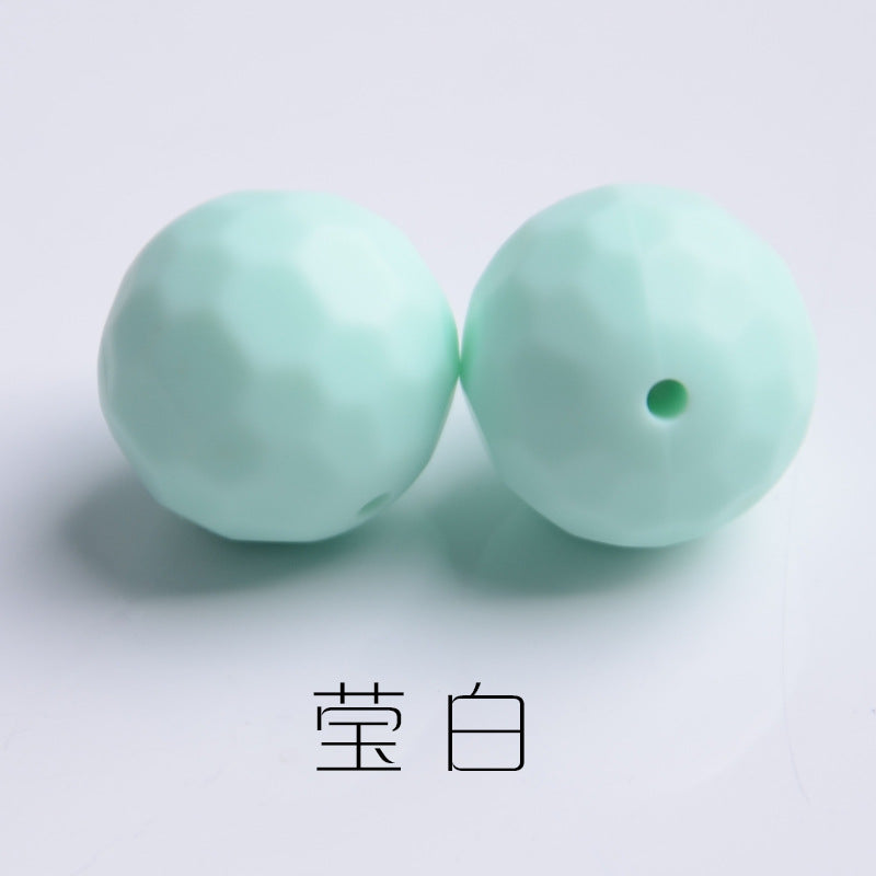 Faceted Round Shape 15mm Silicone Beads