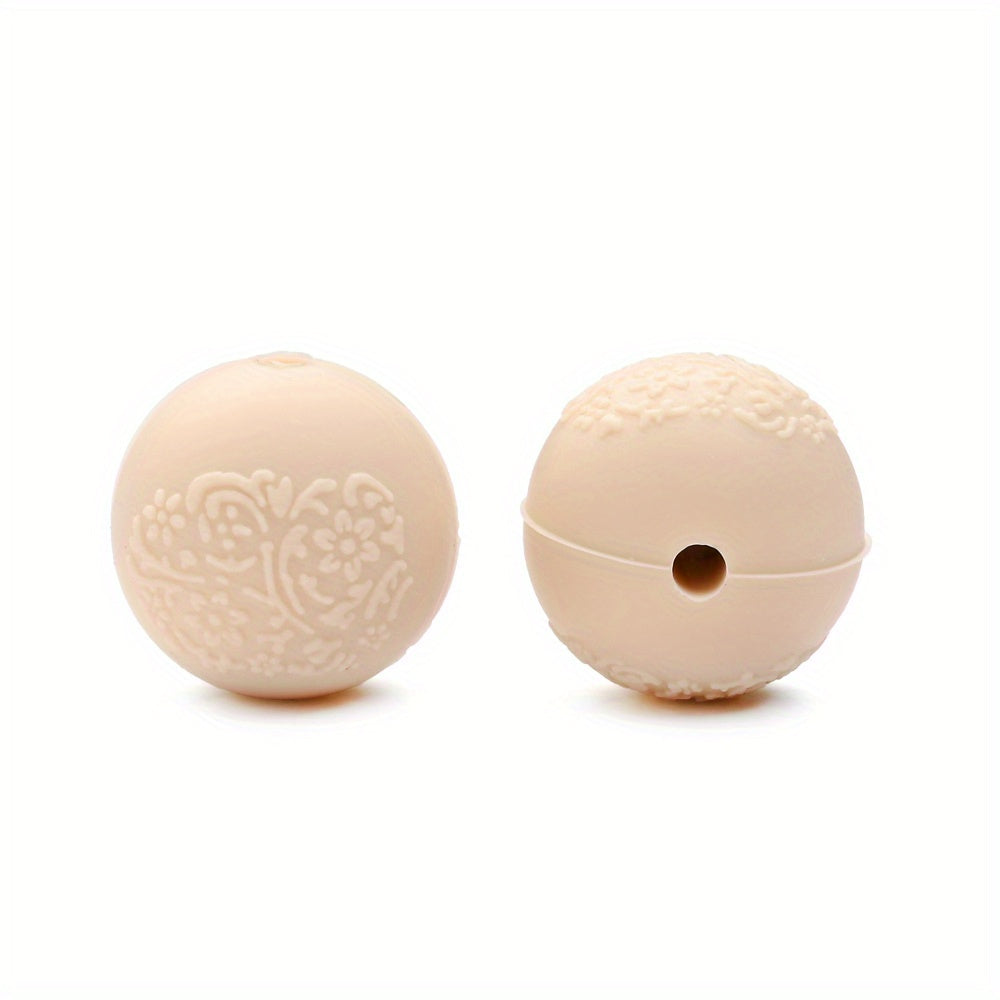15mm Silicone Embossed Decorative Round Beads for DIY stuff beadable pen.Jewelry Making, Necklaces, Bracelets, Keychains, Handicraft Materials