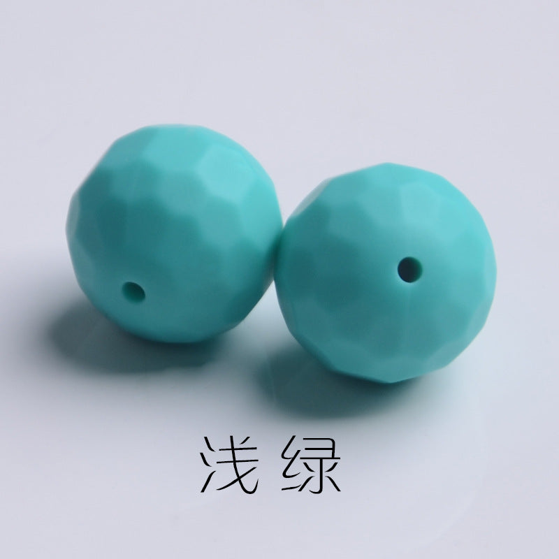 Faceted Round Shape 15mm Silicone Beads