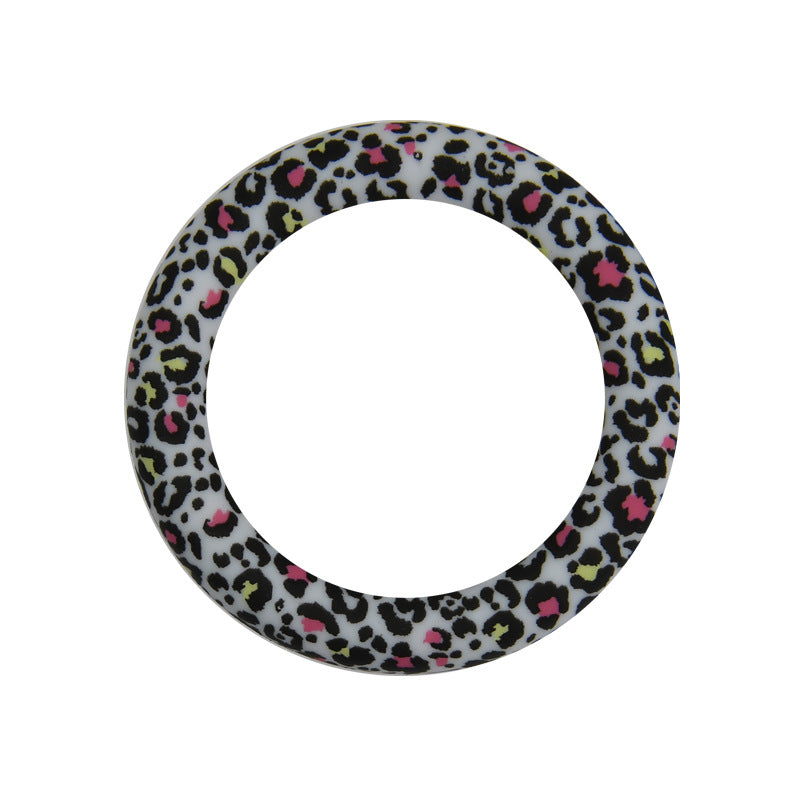 65mm Silicone Printed Ring, Round Silicone Solid Glitter Ring with 2 hole,Silicone beadable O rings,Silicone Loop for Car Hanging Charm Making