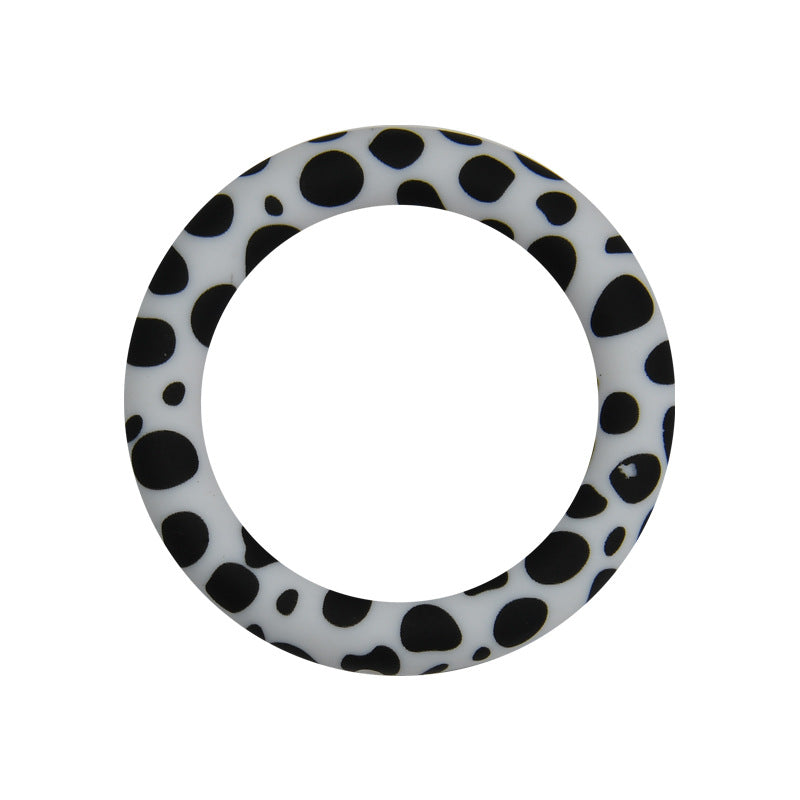 65mm Silicone Printed Ring, Round Silicone Solid Glitter Ring with 2 hole,Silicone beadable O rings,Silicone Loop for Car Hanging Charm Making