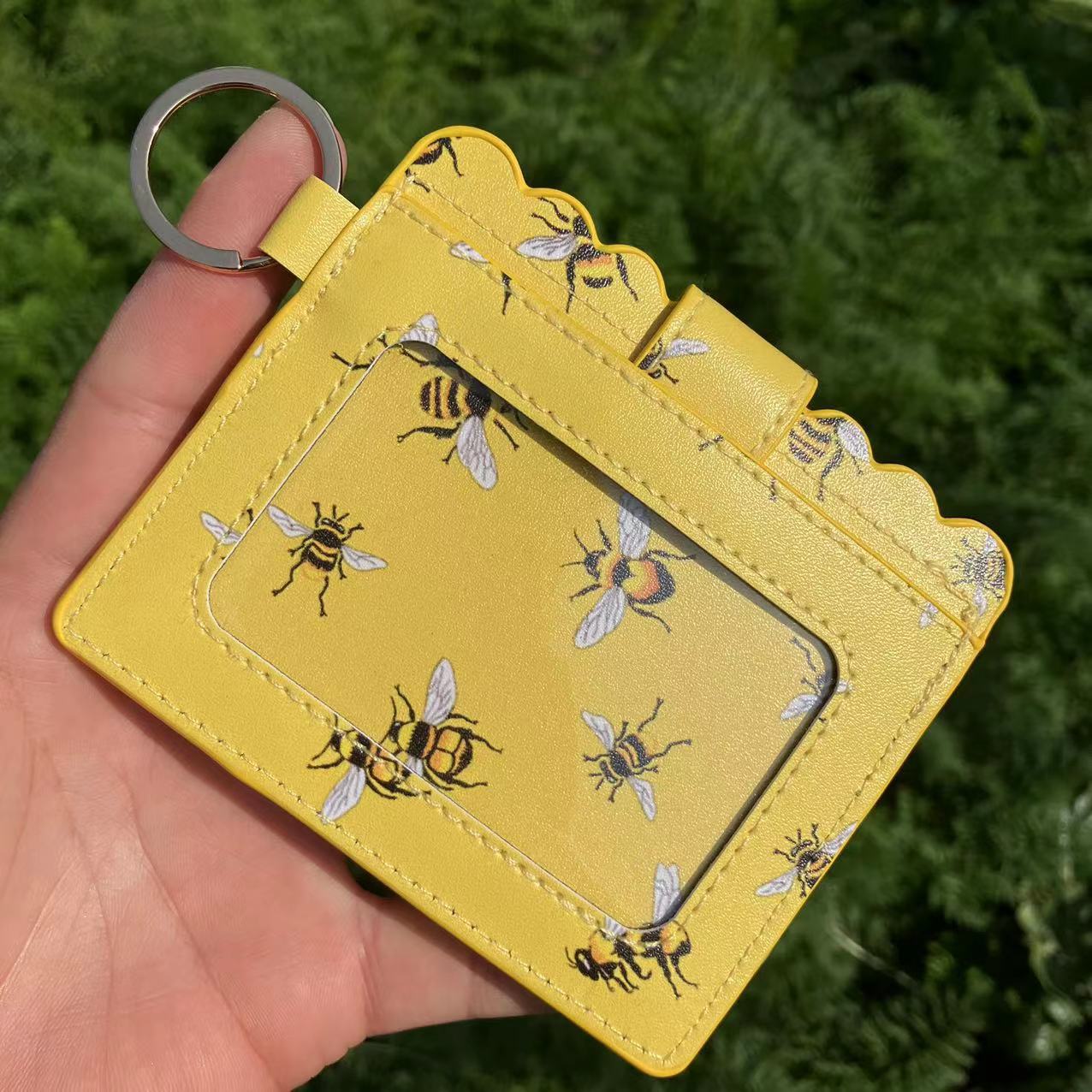 Leopard/Flower/butterfly Patterns Women Slim Credit Card Holder Mini Front Pocket Wallet Coin Purse Keychain