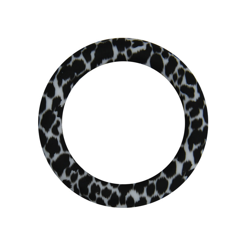 65mm Silicone Printed Ring, Round Silicone Solid Glitter Ring with 2 hole,Silicone beadable O rings,Silicone Loop for Car Hanging Charm Making
