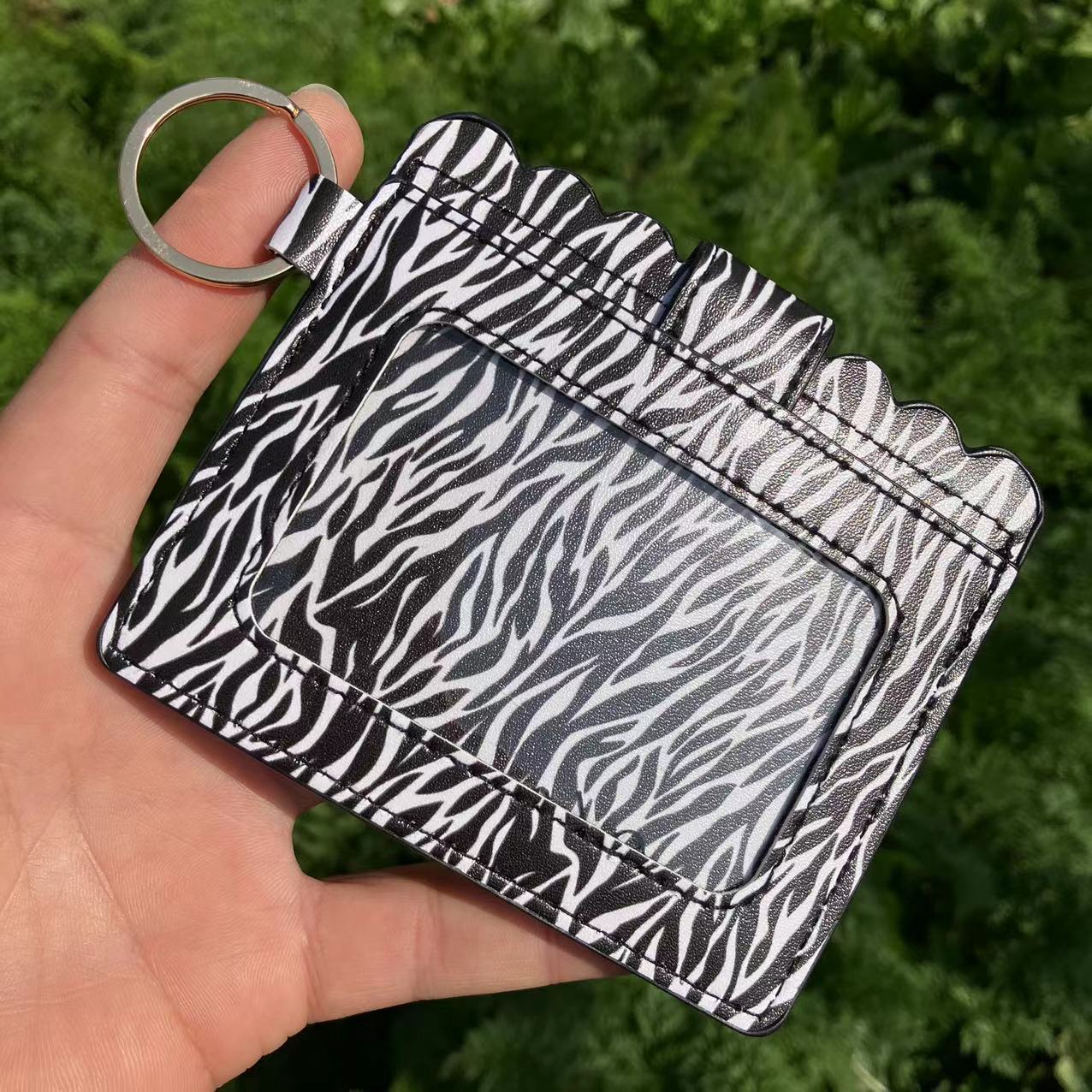 Leopard/Flower/butterfly Patterns Women Slim Credit Card Holder Mini Front Pocket Wallet Coin Purse Keychain