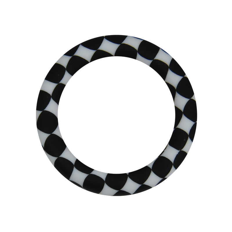 65mm Silicone Printed Ring, Round Silicone Solid Glitter Ring with 2 hole,Silicone beadable O rings,Silicone Loop for Car Hanging Charm Making