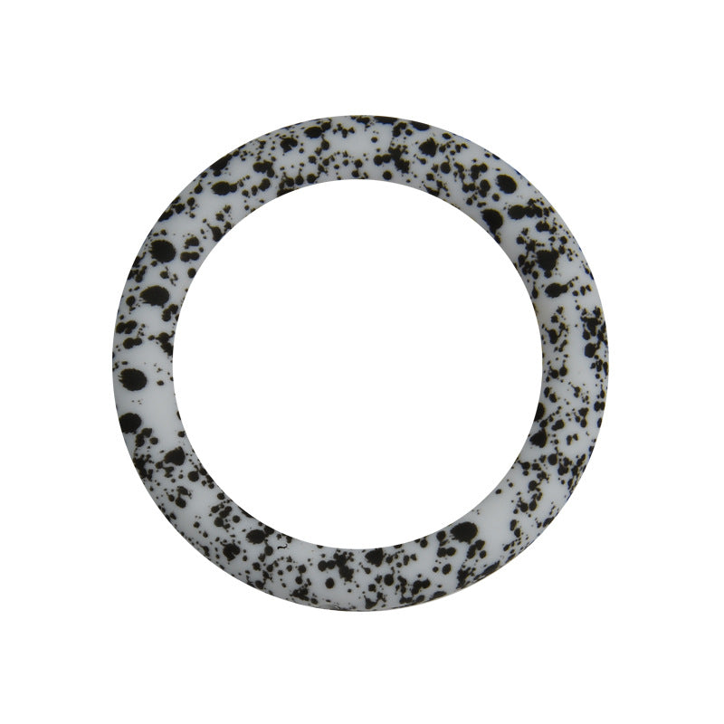 65mm Silicone Printed Ring, Round Silicone Solid Glitter Ring with 2 hole,Silicone beadable O rings,Silicone Loop for Car Hanging Charm Making