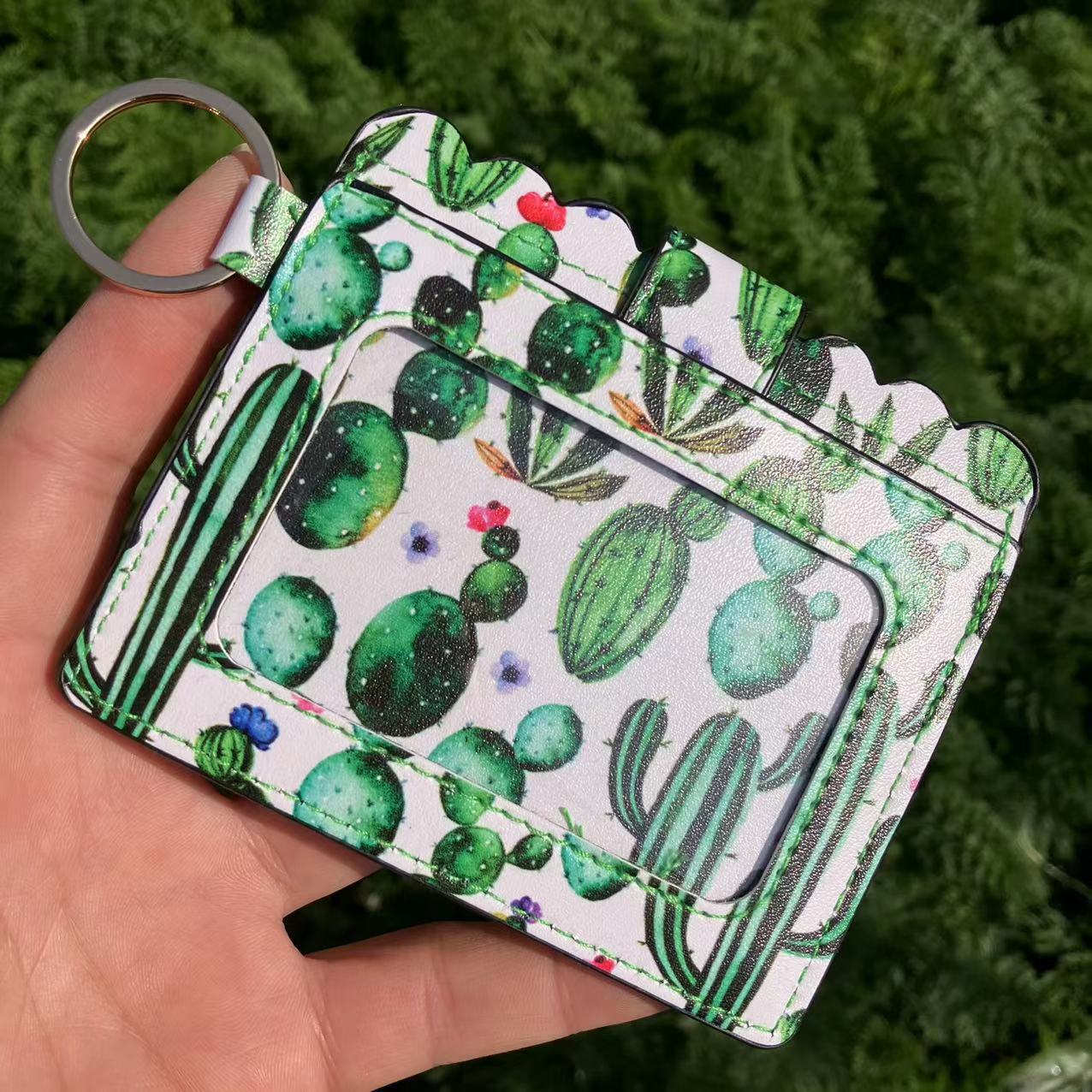 Leopard/Flower/butterfly Patterns Women Slim Credit Card Holder Mini Front Pocket Wallet Coin Purse Keychain