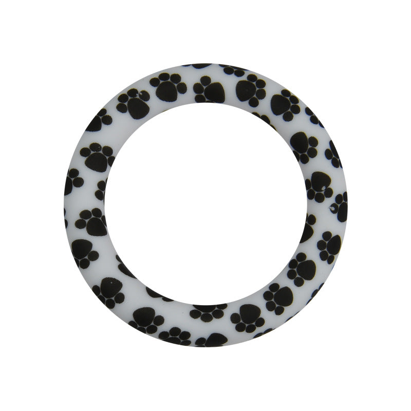 65mm Silicone Printed Ring, Round Silicone Solid Glitter Ring with 2 hole,Silicone beadable O rings,Silicone Loop for Car Hanging Charm Making