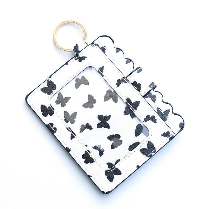 Leopard/Flower/butterfly Patterns Women Slim Credit Card Holder Mini Front Pocket Wallet Coin Purse Keychain