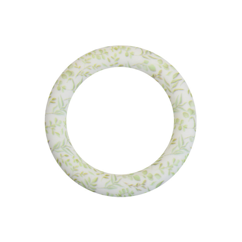 65mm Silicone Printed Ring, Round Silicone Solid Glitter Ring with 2 hole,Silicone beadable O rings,Silicone Loop for Car Hanging Charm Making