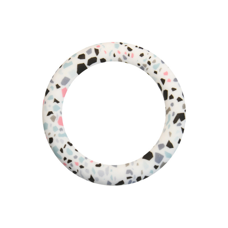 65mm Silicone Printed Ring, Round Silicone Solid Glitter Ring with 2 hole,Silicone beadable O rings,Silicone Loop for Car Hanging Charm Making