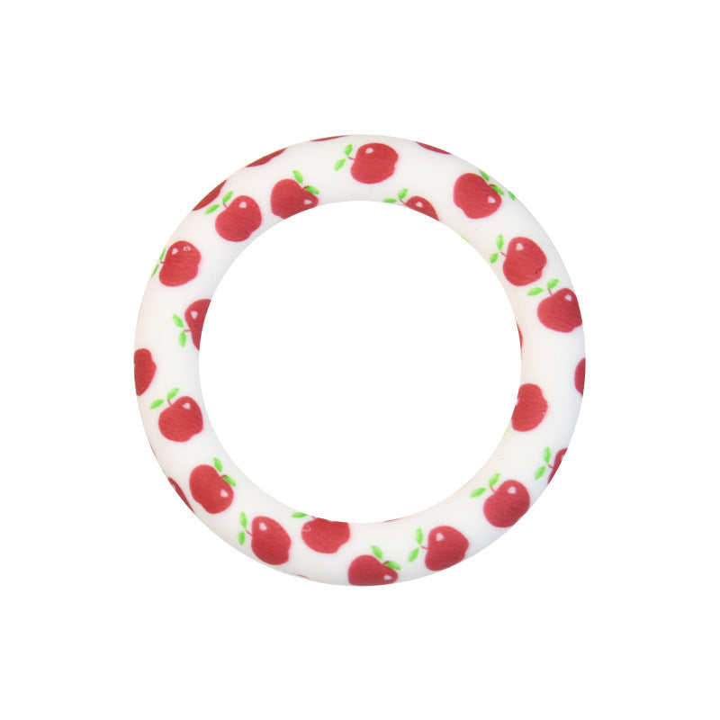 65mm Silicone Printed Ring, Round Silicone Solid Glitter Ring with 2 hole,Silicone beadable O rings,Silicone Loop for Car Hanging Charm Making