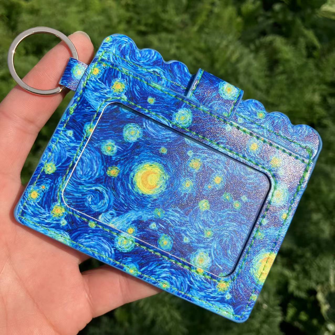 Leopard/Flower/butterfly Patterns Women Slim Credit Card Holder Mini Front Pocket Wallet Coin Purse Keychain