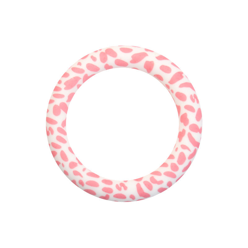 65mm Silicone Printed Ring, Round Silicone Solid Glitter Ring with 2 hole,Silicone beadable O rings,Silicone Loop for Car Hanging Charm Making