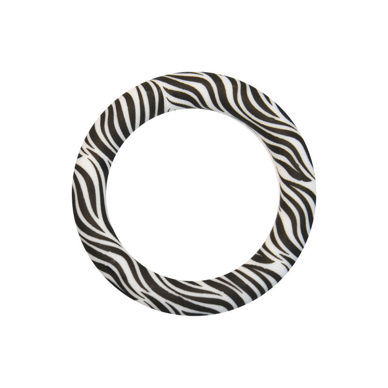 65mm Silicone Printed Ring, Round Silicone Solid Glitter Ring with 2 hole,Silicone beadable O rings,Silicone Loop for Car Hanging Charm Making