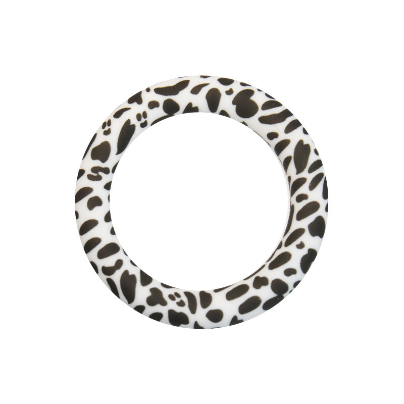 65mm Silicone Printed Ring, Round Silicone Solid Glitter Ring with 2 hole,Silicone beadable O rings,Silicone Loop for Car Hanging Charm Making