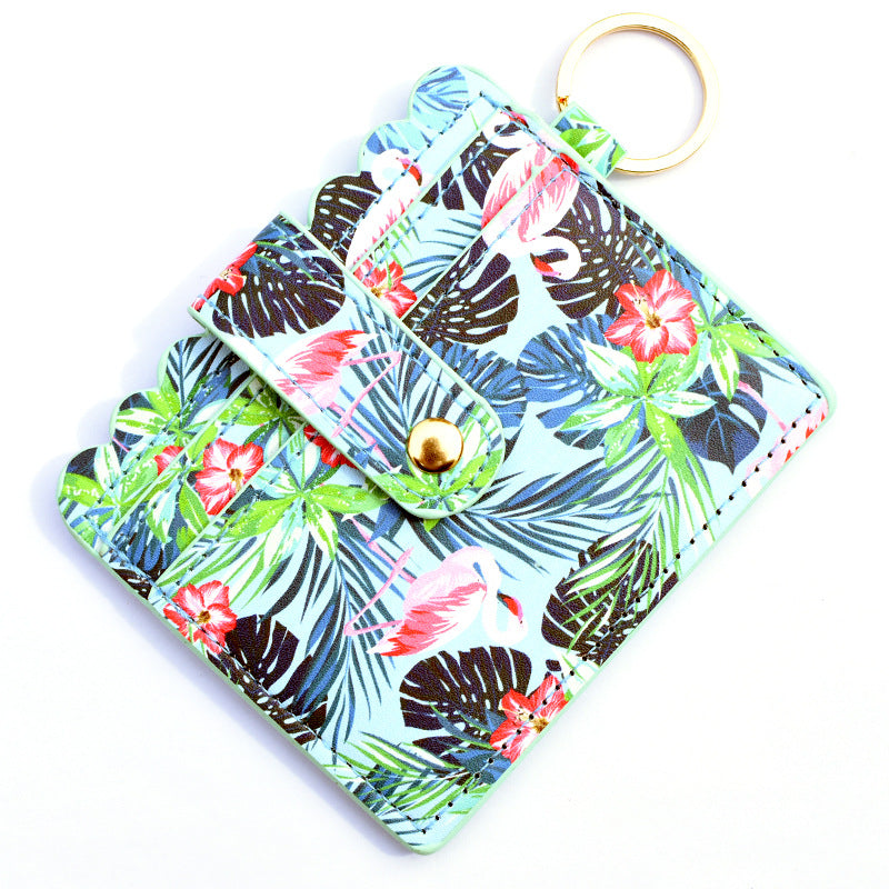 Leopard/Flower/butterfly Patterns Women Slim Credit Card Holder Mini Front Pocket Wallet Coin Purse Keychain