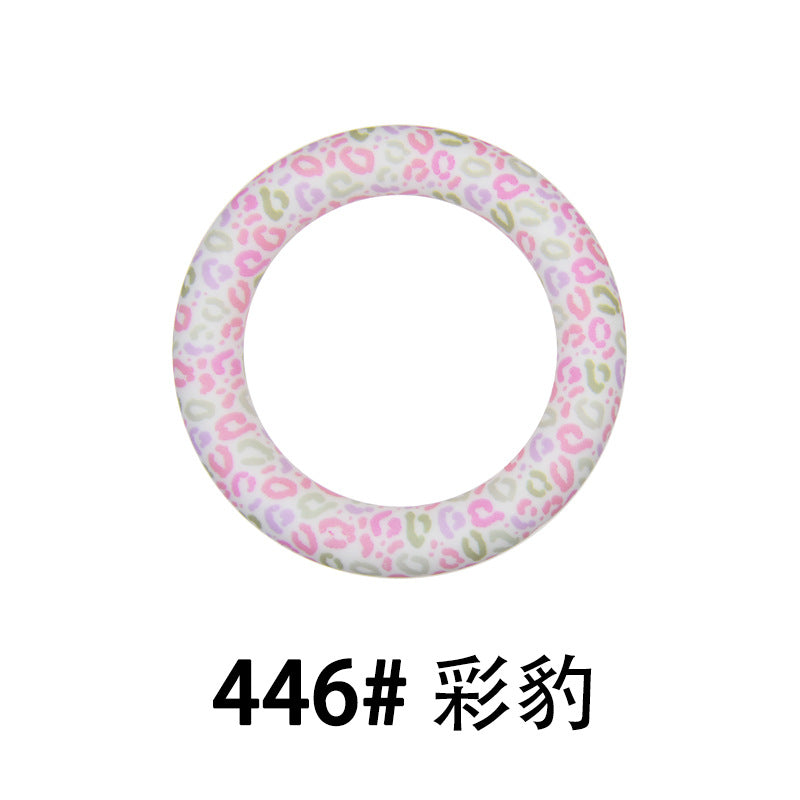 65mm Silicone Printed Ring, Round Silicone Solid Glitter Ring with 2 hole,Silicone beadable O rings,Silicone Loop for Car Hanging Charm Making