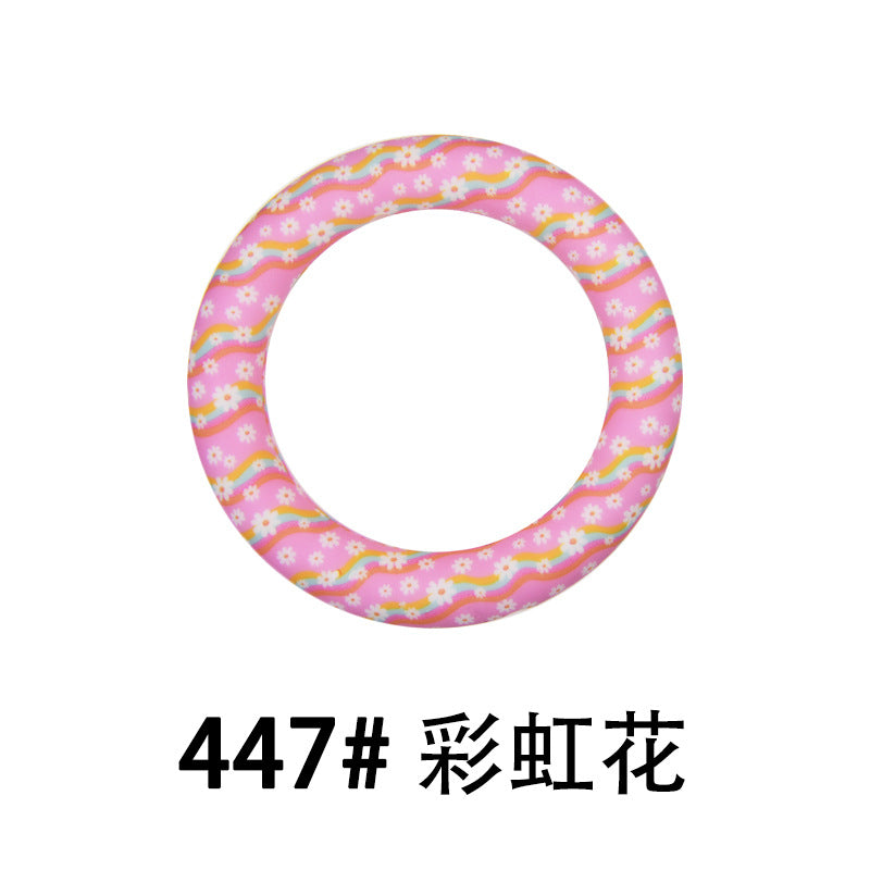 65mm Silicone Printed Ring, Round Silicone Solid Glitter Ring with 2 hole,Silicone beadable O rings,Silicone Loop for Car Hanging Charm Making