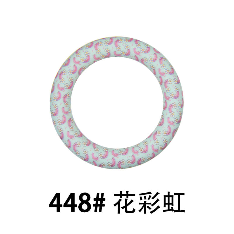 65mm Silicone Printed Ring, Round Silicone Solid Glitter Ring with 2 hole,Silicone beadable O rings,Silicone Loop for Car Hanging Charm Making