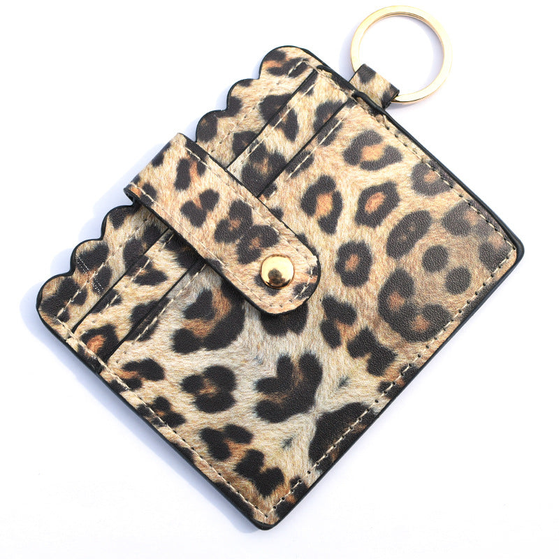 Leopard/Flower/butterfly Patterns Women Slim Credit Card Holder Mini Front Pocket Wallet Coin Purse Keychain