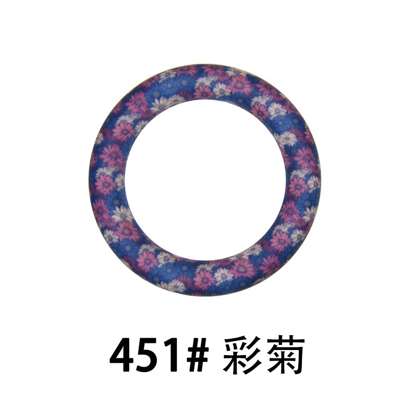65mm Silicone Printed Ring, Round Silicone Solid Glitter Ring with 2 hole,Silicone beadable O rings,Silicone Loop for Car Hanging Charm Making