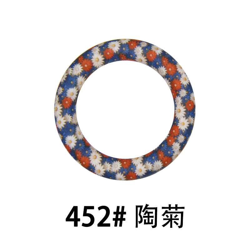 65mm Silicone Printed Ring, Round Silicone Solid Glitter Ring with 2 hole,Silicone beadable O rings,Silicone Loop for Car Hanging Charm Making